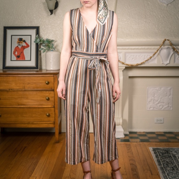 Francesca's Collections Pants - PRICE DROP! Dayna Striped Wrap Jumpsuit